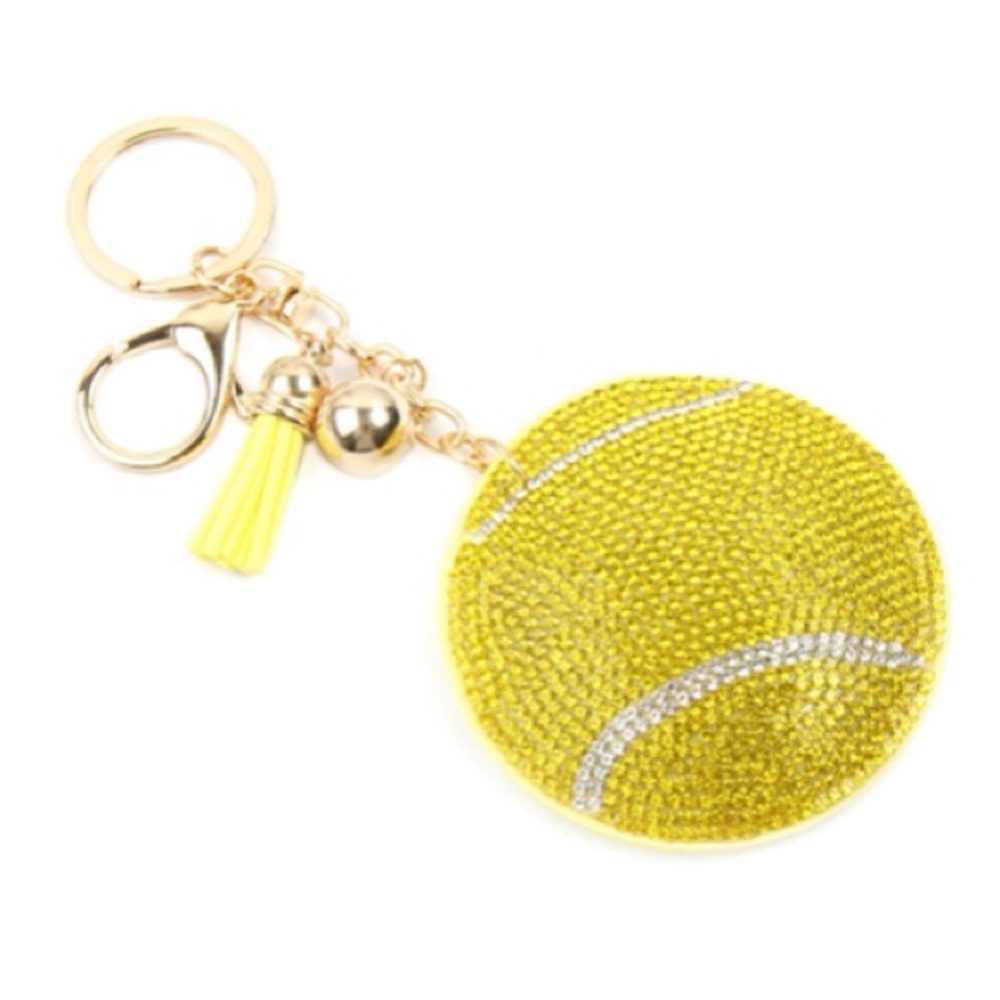 Rhinestone Tennis Ball Keychain - Picture 5 of 7